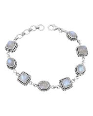 Moonstone Bracelet 925 Sterling Silver - Handmade Boho Style Jewelry