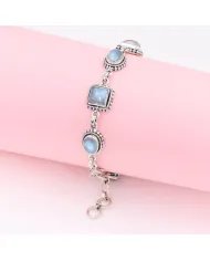 Moonstone Bracelet 925 Sterling Silver - Handmade Boho Style Jewelry