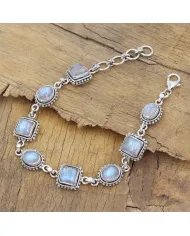 Moonstone Bracelet 925 Sterling Silver - Handmade Boho Style Jewelry