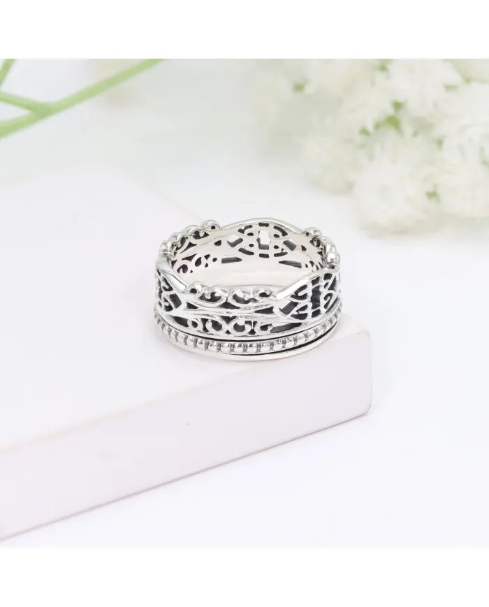 925 Sterling Silver Handmade Fidget Anxiety Thumb Band Spinner Ring