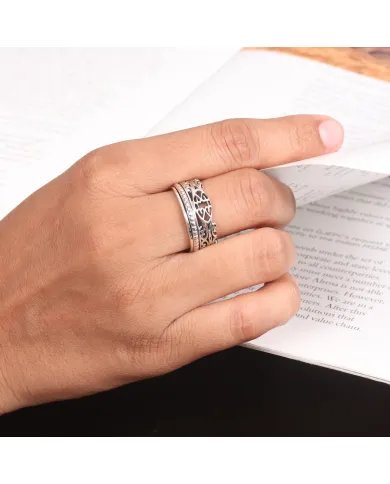 925 Sterling Silver Handmade Fidget Anxiety Thumb Band Spinner Ring