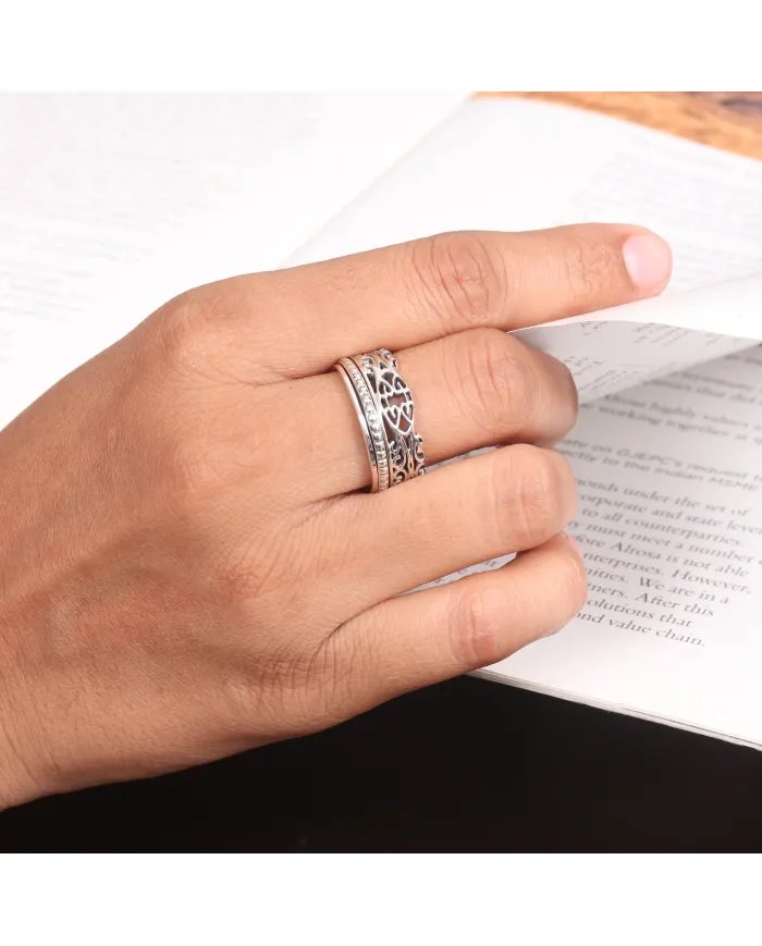 925 Sterling Silver Handmade Fidget Anxiety Thumb Band Spinner Ring