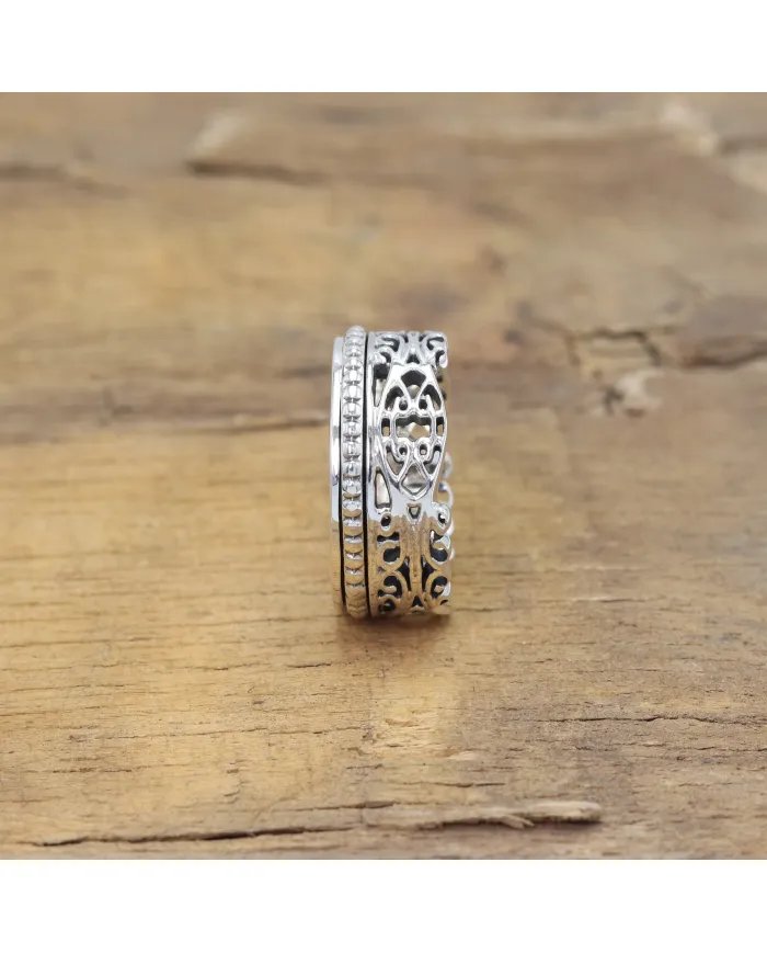 925 Sterling Silver Handmade Fidget Anxiety Thumb Band Spinner Ring