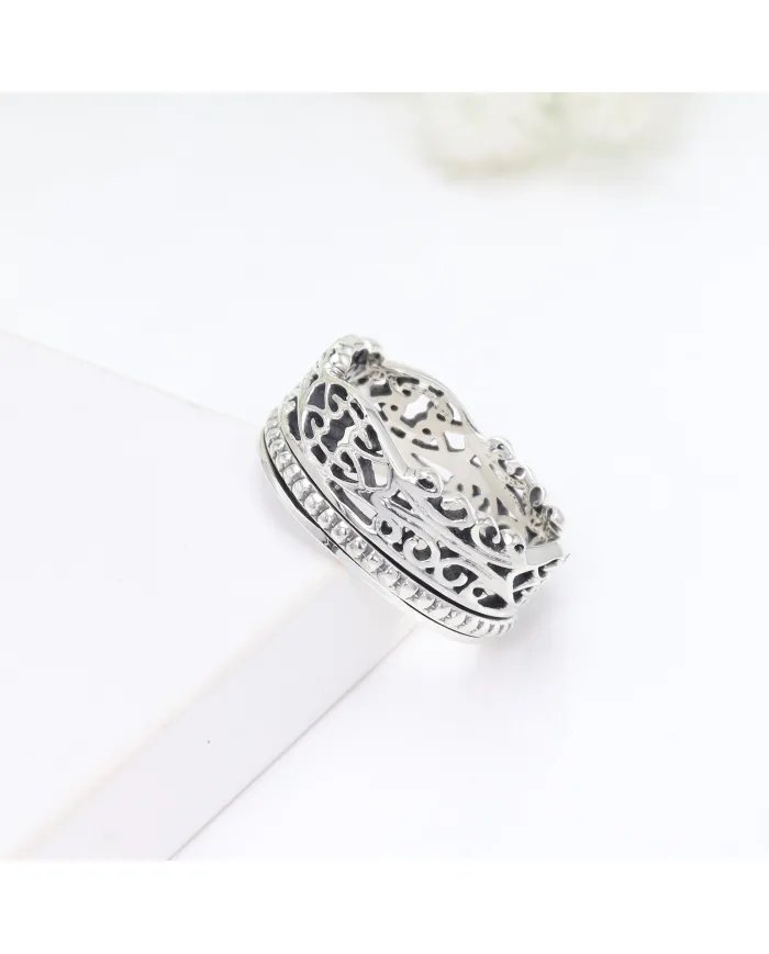 925 Sterling Silver Handmade Fidget Anxiety Thumb Band Spinner Ring