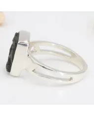 Raw Moldavite Ring 925 Sterling Silver - Handmade Gemstone Jewelry