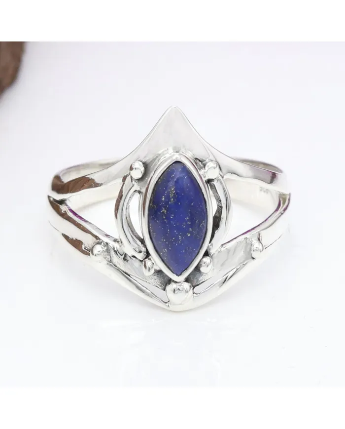925 Sterling Silver Lapis Lazuli Ring | Handmade Statement Jewelry