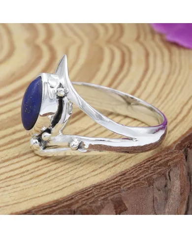 925 Sterling Silver Lapis Lazuli Ring | Handmade Statement Jewelry