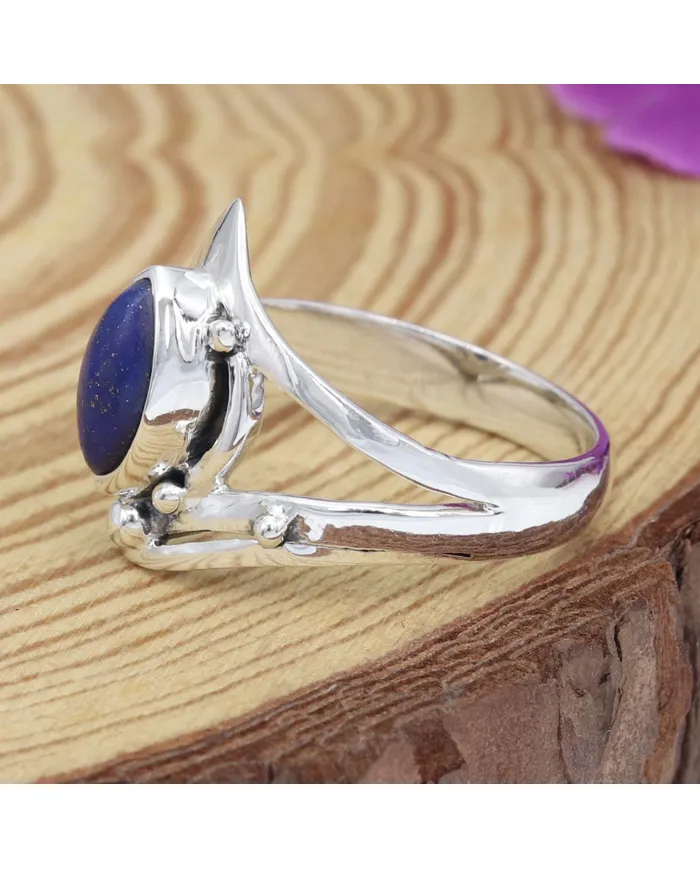 925 Sterling Silver Lapis Lazuli Ring | Handmade Statement Jewelry