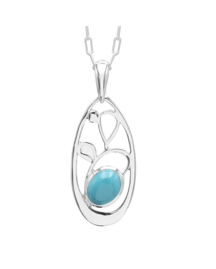 Arizona Turquoise Pendant | 925 Sterling Silver Handmade Jewelry