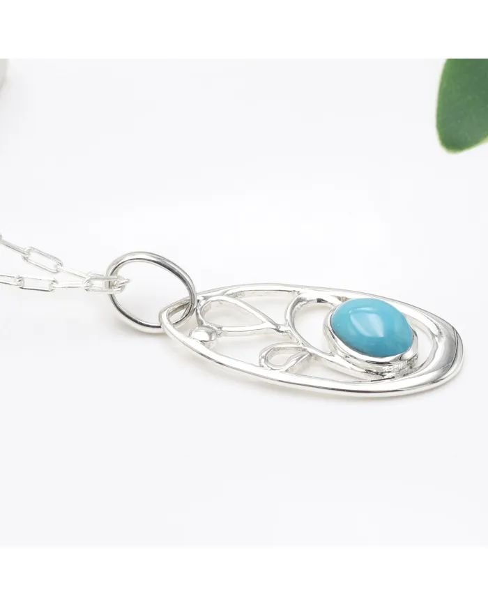 Arizona Turquoise Pendant | 925 Sterling Silver Handmade Jewelry