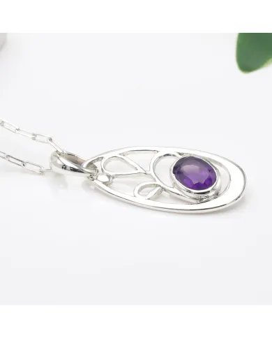 Amethyst Pendant in 925 Sterling Silver | Handmade Gemstone Jewelry