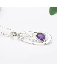 Amethyst Pendant in 925 Sterling Silver | Handmade Gemstone Jewelry