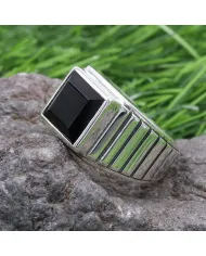 Men's Black Onyx Ring in 925 Sterling Silver Handmade Statement Jewelry