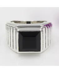 Men's Black Onyx Ring in 925 Sterling Silver Handmade Statement Jewelry