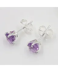 Amethyst Stud Earrings in 925 Sterling Silver Handmade Gemstone Jewelry