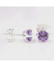 Amethyst Stud Earrings in 925 Sterling Silver Handmade Gemstone Jewelry