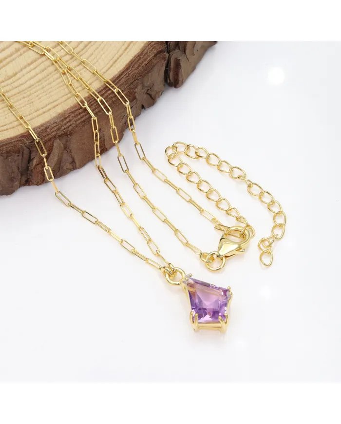 Amethyst Pendant in Gold-Plated 925 Sterling Silver | Handmade Jewelry