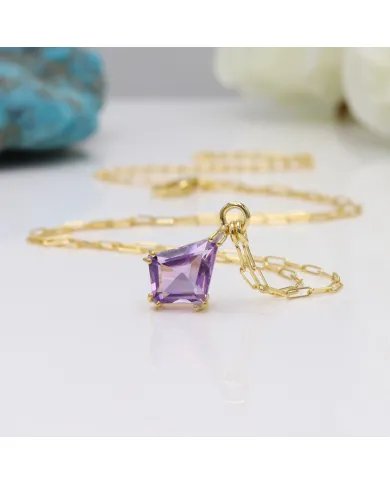 Amethyst Pendant in Gold-Plated 925 Sterling Silver | Handmade Jewelry