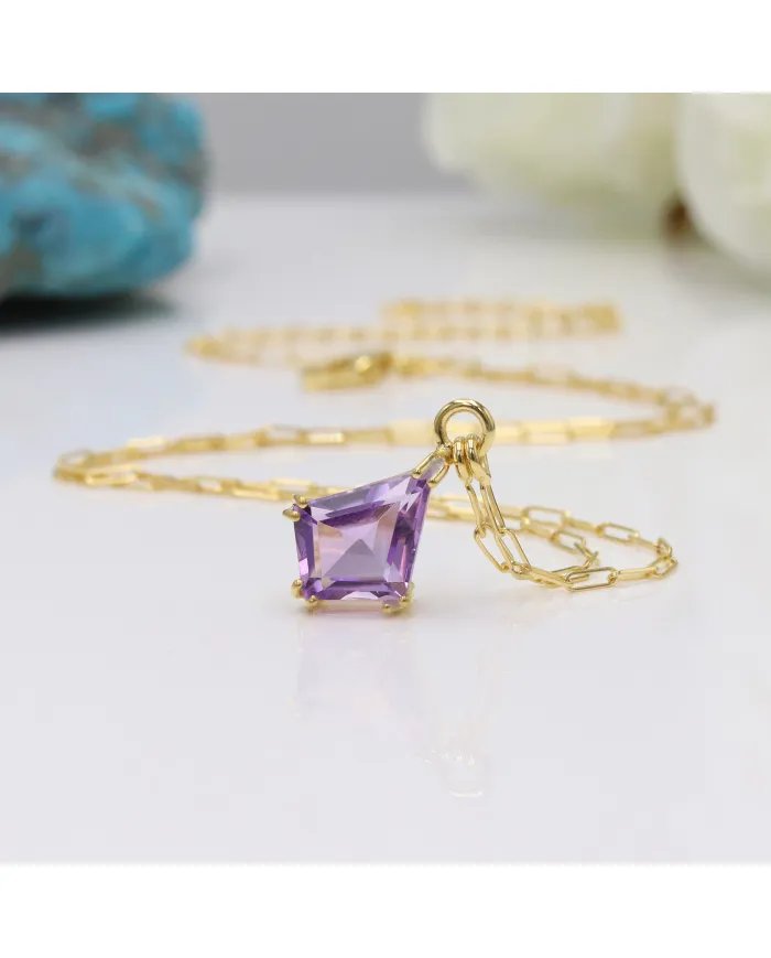 Amethyst Pendant in Gold-Plated 925 Sterling Silver | Handmade Jewelry