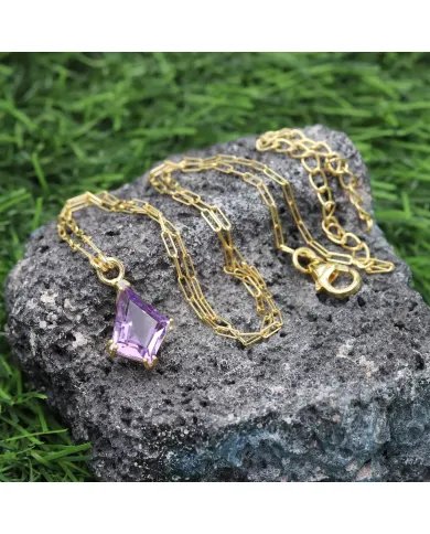 Amethyst Pendant in Gold-Plated 925 Sterling Silver | Handmade Jewelry
