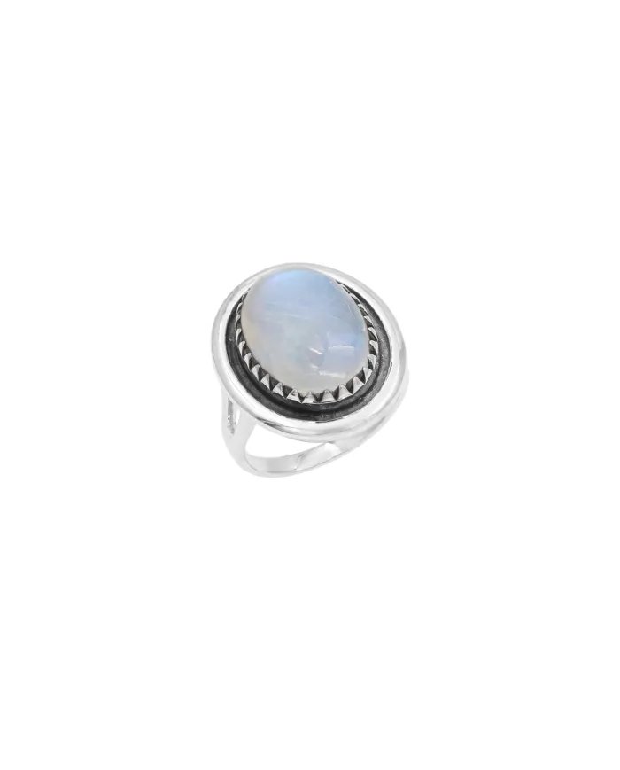 Oval Moonstone Ring in 925 Sterling Silver | Handmade Boho Jewelry