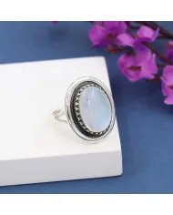 Oval Moonstone Ring in 925 Sterling Silver | Handmade Boho Jewelry