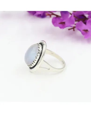 Oval Moonstone Ring in 925 Sterling Silver | Handmade Boho Jewelry