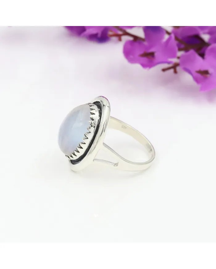 Oval Moonstone Ring in 925 Sterling Silver | Handmade Boho Jewelry