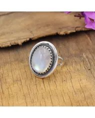 Oval Moonstone Ring in 925 Sterling Silver | Handmade Boho Jewelry