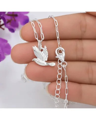 Sterling Silver Dove Pendant – Flying Bird Peace Symbol Jewelry for Her