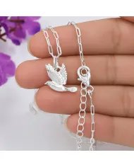 Sterling Silver Dove Pendant – Flying Bird Peace Symbol Jewelry for Her