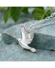 Sterling Silver Dove Pendant – Flying Bird Peace Symbol Jewelry for Her