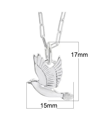 Sterling Silver Dove Pendant – Flying Bird Peace Symbol Jewelry for Her