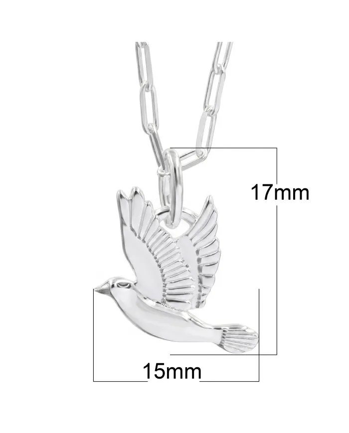 Sterling Silver Dove Pendant – Flying Bird Peace Symbol Jewelry for Her