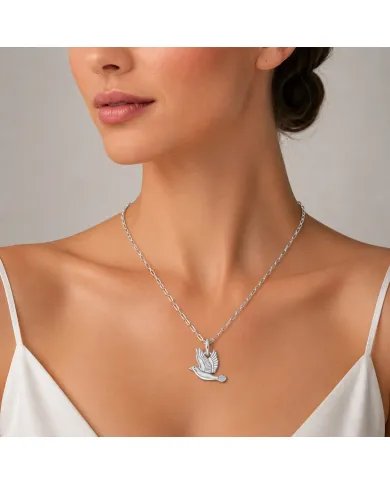 Sterling Silver Dove Pendant – Flying Bird Peace Symbol Jewelry for Her