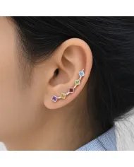925 Sterling Silver Multi Gemstone Ear Cuff Earrings – Handmade Jewelry