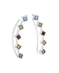 925 Sterling Silver Multi Gemstone Ear Cuff Earrings – Handmade Jewelry