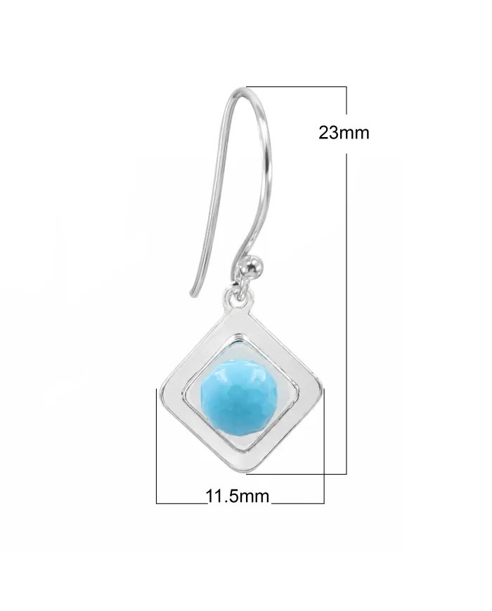 Arizona Turquoise Dangle Earrings - 925 Sterling Silver Round Gemstone