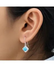 Arizona Turquoise Dangle Earrings - 925 Sterling Silver Round Gemstone