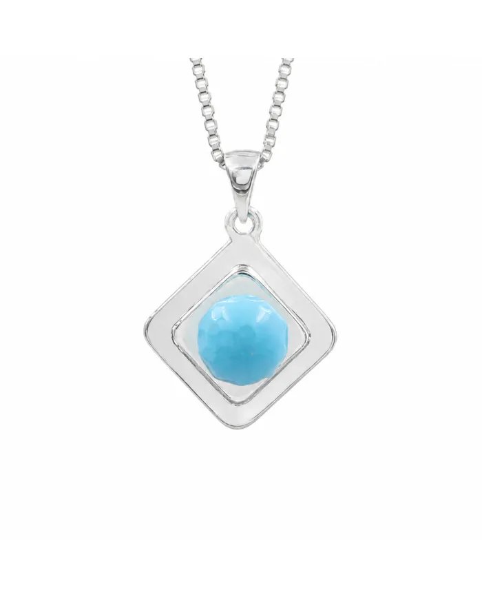 Arizona Turquoise Pendant 925 Sterling Silver - Round Gemstone Jewelry