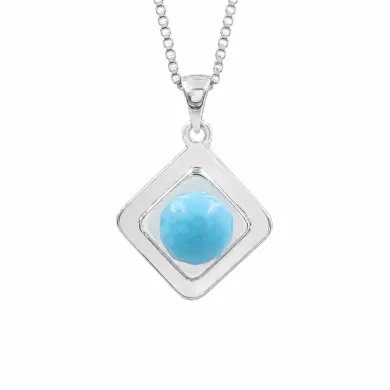 Arizona Turquoise Pendant 925 Sterling Silver - Round Gemstone Jewelry