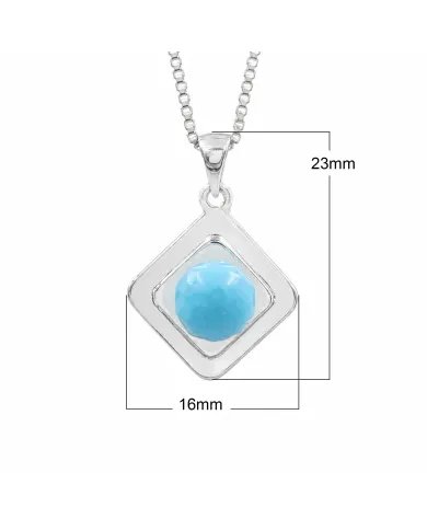 Arizona Turquoise Pendant 925 Sterling Silver - Round Gemstone Jewelry