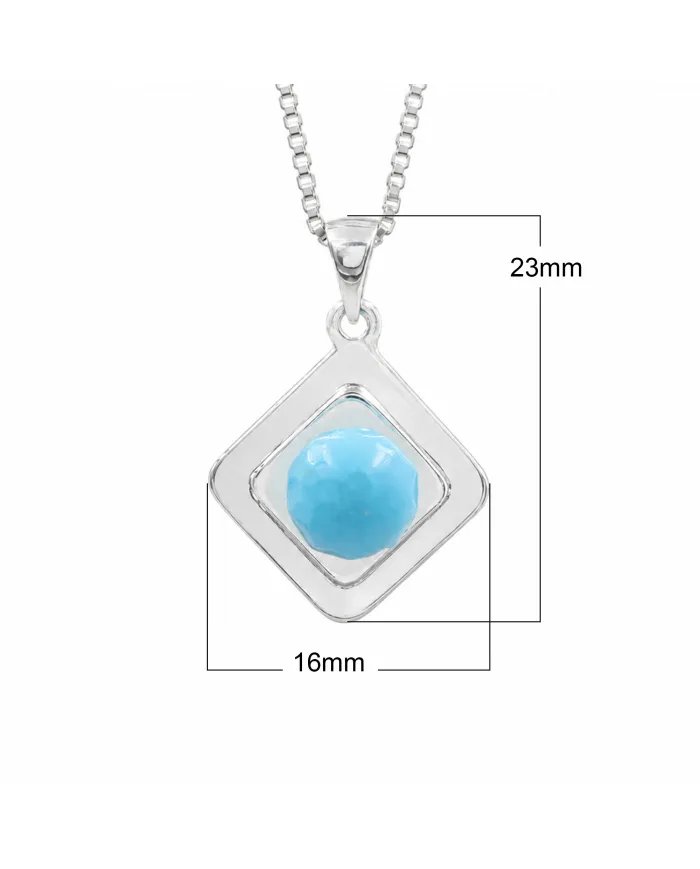 Arizona Turquoise Pendant 925 Sterling Silver - Round Gemstone Jewelry