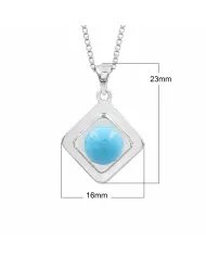 Arizona Turquoise Pendant 925 Sterling Silver - Round Gemstone Jewelry