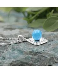 Arizona Turquoise Pendant 925 Sterling Silver - Round Gemstone Jewelry