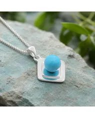 Arizona Turquoise Pendant 925 Sterling Silver - Round Gemstone Jewelry