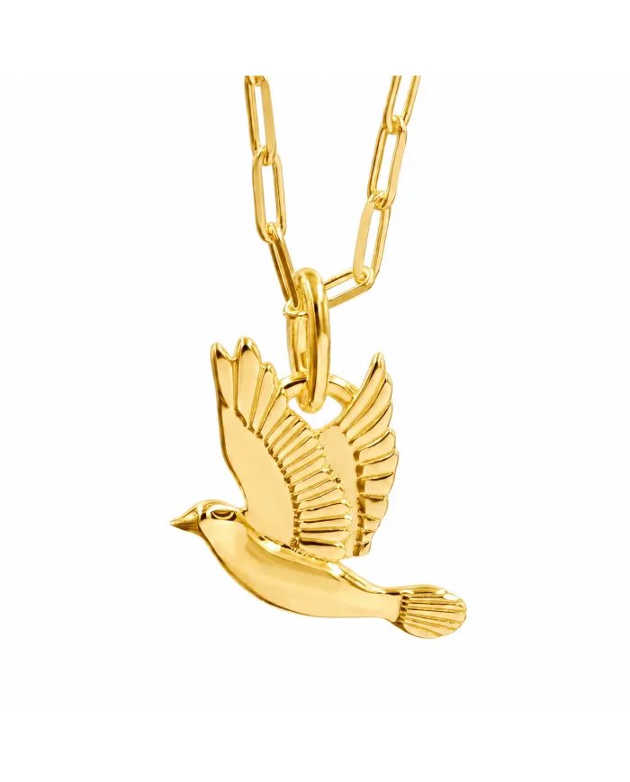 18K Gold Plated Dove Pendant – Flying Bird Peace Symbol Jewelry for Her