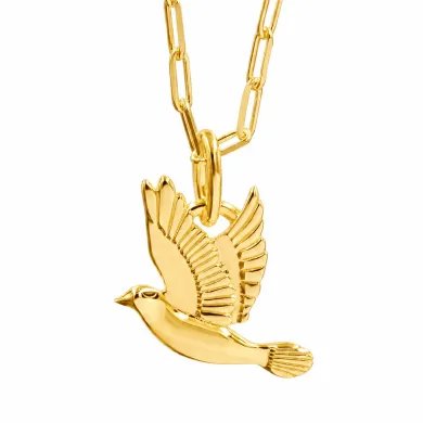 18K Gold Plated Dove Pendant – Flying Bird Peace Symbol Jewelry for Her