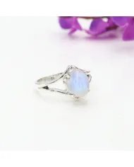 Natural Moonstone Ring - Sterling Silver Handmade Ring for Women