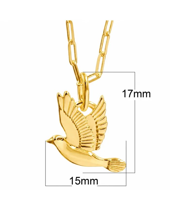 18K Gold Plated Dove Pendant – Flying Bird Peace Symbol Jewelry for Her